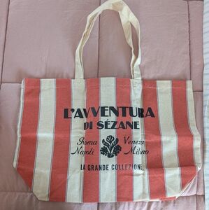 Sezane Striped Tote Bag - Red and Cream